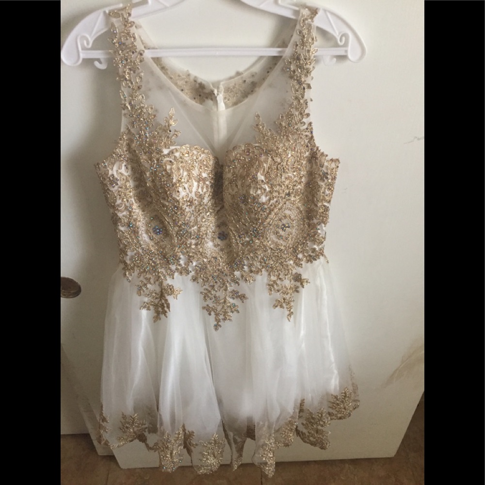 Gold and white dress